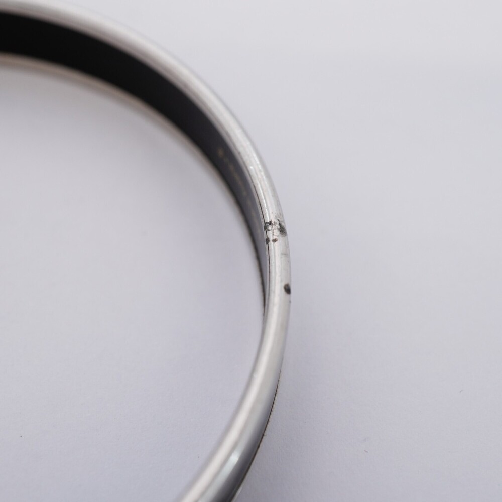Hermes Bangle Email PM Metal Cloisonné Silver Black Women's - Picture 7 of 7